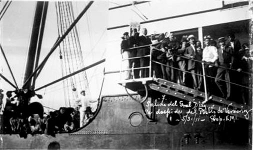 Salida del general Porfirio Díaz al exilio, 31 de mayo de 1911.